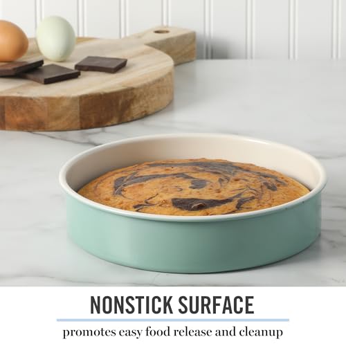 Martha Stewart 8-Inch Round Nonstick Carbon Steel Cake Pan - Teal