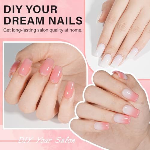 AILLSA Gel Nail Tips Kit Short Square 240pcs with Matte Square-Half Variation