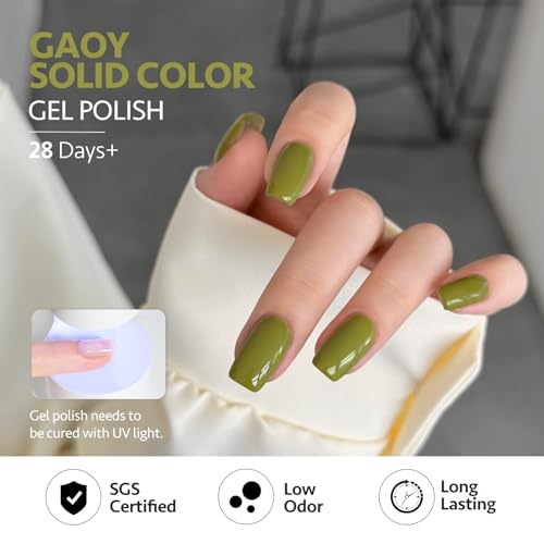 GAOY Olive Green Gel Nail Polish Set - 6 Cat Eye Glitter Shades