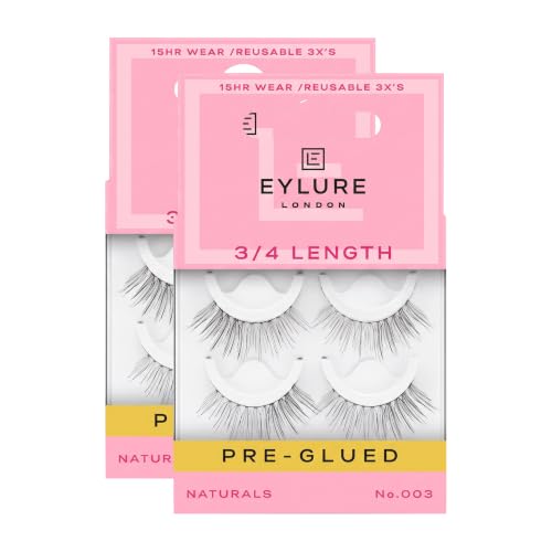 Eylure Pre-Glued Light & Wispy Accent No. 003 Natural Lashes 2 Pack, Vegan & Cruelty-Free