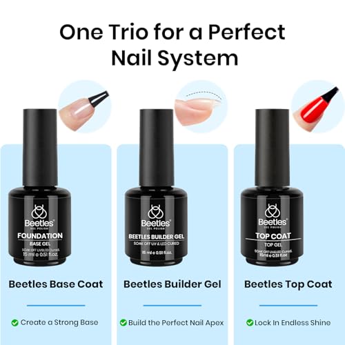Beetles Builder Nail Gel Kit - 3pcs 15ml with Base & Top Coat