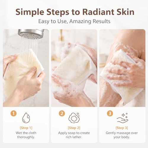 MAQIHAN Exfoliating Washcloth - 4 Pack Dual-Sided Body & Face Towel