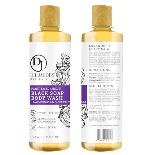 Dr. Jacobs Naturals African Black Liquid Soap, Lavender & Sage, 16oz