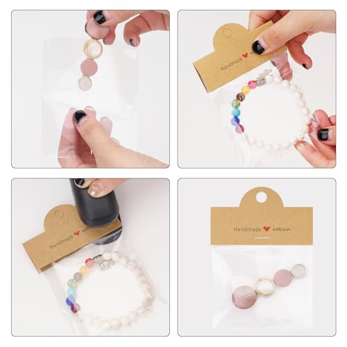 100 Pcs Jewelry Packaging Set with Clear Bags & Display Cards