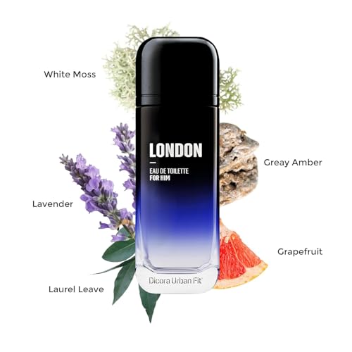 Dicora Urban Fit London Cologne for Men - EDT Spray with Grapefruit & Sea Notes - 5.07 oz, Variation: London