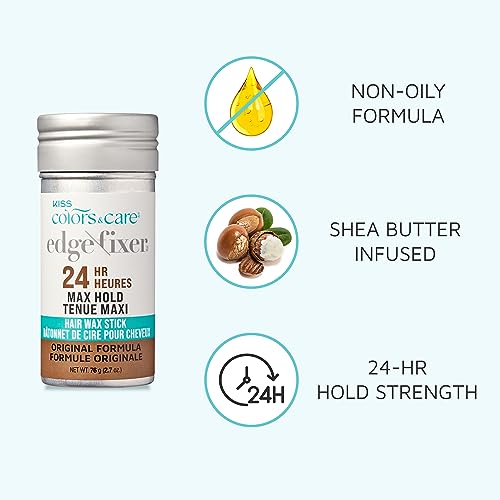 KISS Colors & Care Sweet Peach Hair Wax Stick 90oz - 24H Hold, Biotin & Shea Butter