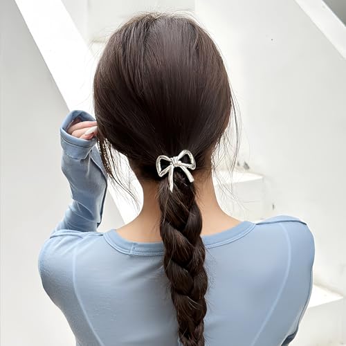 Elegant Bow Hair Ties for Women - Gold & Silver 2 Pack