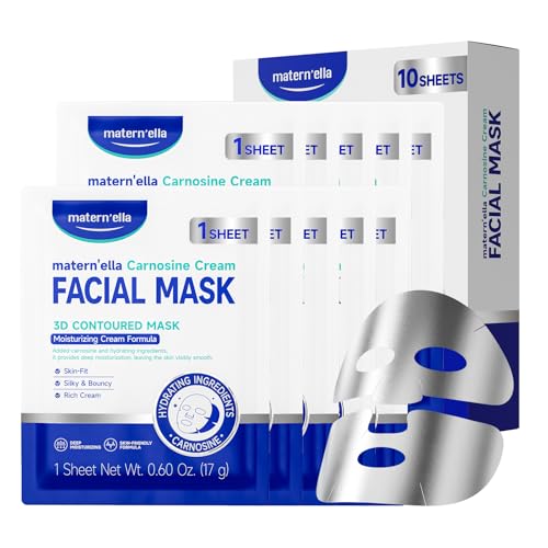 MATERN'ELLA 3D Carnosine & Pro-Xylane Anti-Aging Cream Face Mask, 10 Pack