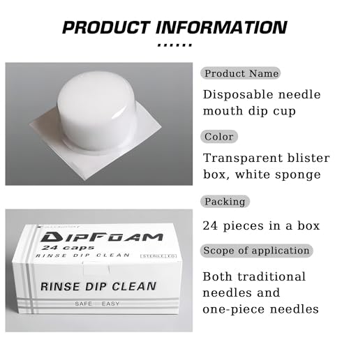 Yuelong 24Pcs Disposable Rinse Foam Caps for Tattoo Needles