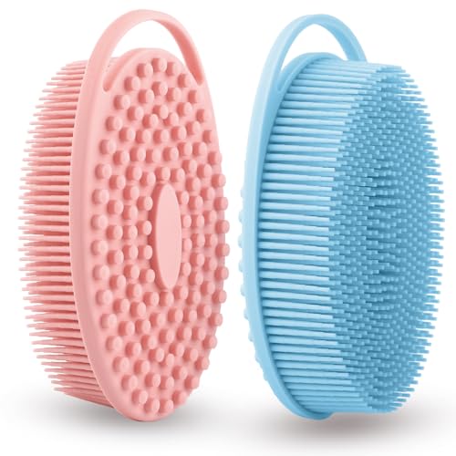Silicone Body Scrubber Set - 2 Pcs Exfoliating Loofah for All Skin Types