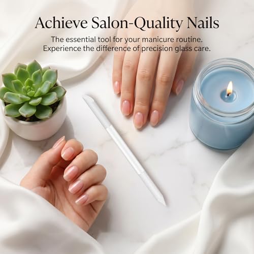 Glass Cuticle Pusher Tool Set - 2 Pcs Dual-Ended Nail Care