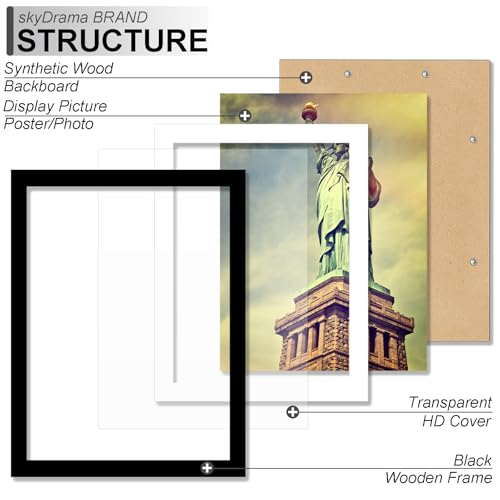 SkyDrama Solid Wood 5x7 Picture Frame - 8 Pack, Black Grain