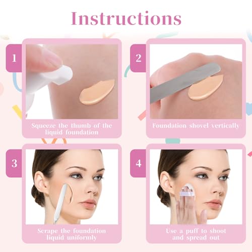 JJUNW 3-Piece Stainless Steel Makeup Spatula Set for Even Application