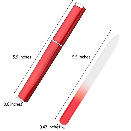 6 Pack Multi-Colored Glass Nail Files with Case - Double Sided