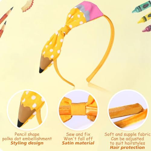 Cute Yellow Pencil Headband for Girls - Polka Dot Hair Accessory