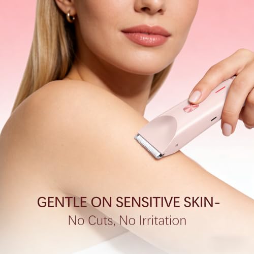 ZIOU Pink Bikini Trimmer for Women - 2-in-1 Electric Razor