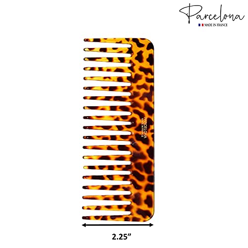 Parcelona French Detangling Wide-Tooth Comb - Leopard Pattern, 6.25"