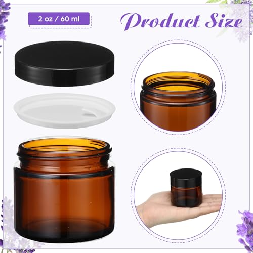 2 oz Amber Glass Jars with Black Lids - 12 Pcs for Candle Making & Storage