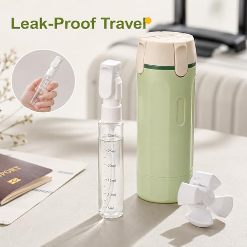 ONCIDO Green 4-in-1 Travel Dispenser Bottles, Leak-Proof Refillable Toiletry Set