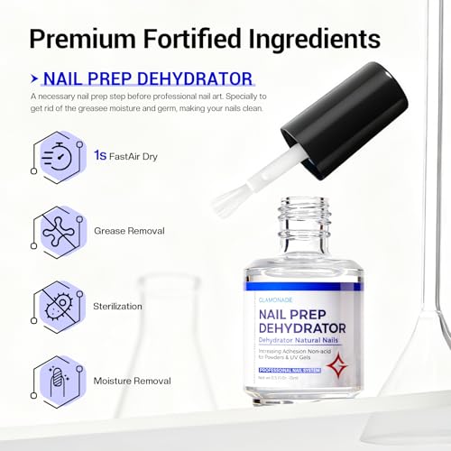 Glamonade Nail Prep Dehydrator | Acid-Free 15ml for Strong Adhesion