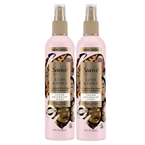 Suave Lush & Coily Cream Detangler Spray with Shea Butter, 10oz (2 Pack)