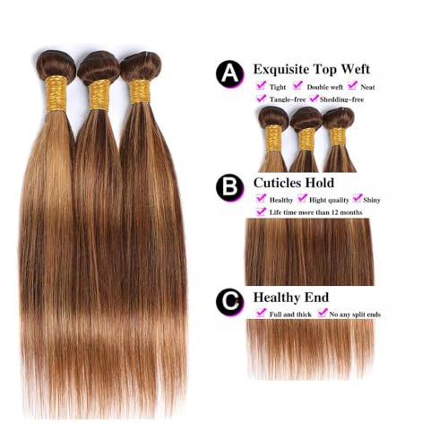 Peenoll P4/27 Highlight Human Hair Bundles - Brazilian Straight Virgin Hair