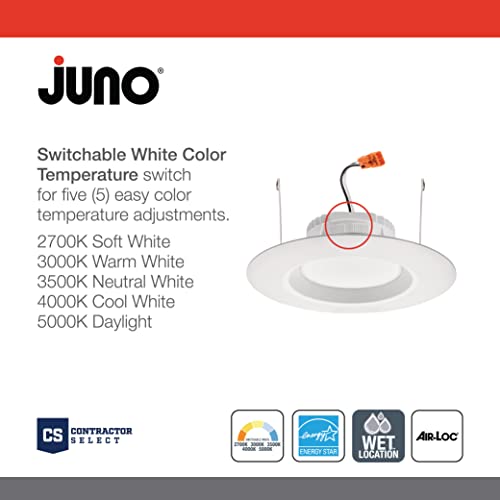 Juno 4-Inch LED Recessed Lighting Trim Kit - 5-in-1 Switchable Color