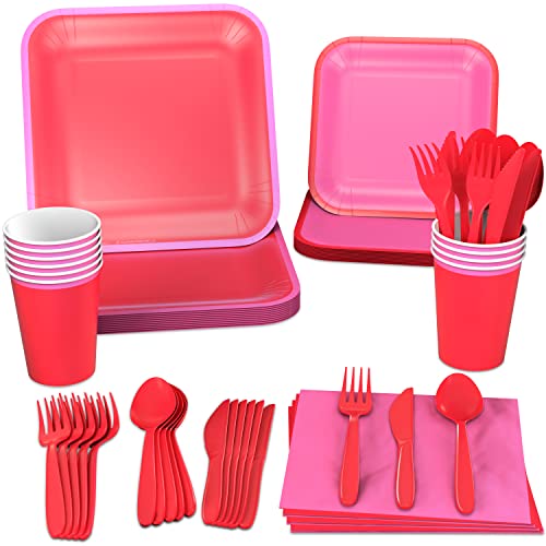 Crayola Color Pop Party Supplies Set for 12 - Red & Pink