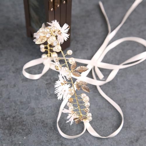 Gold Bridal Hair Vine with Crystals and Pearls Wedding Hair Accessories