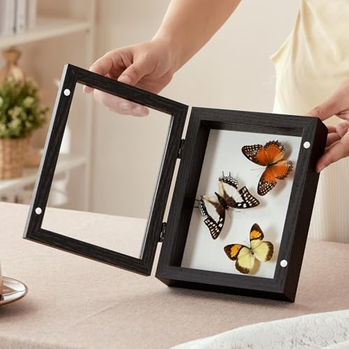 5x7 Black Deep Shadow Box Frame with Magnetic Closure & Stand