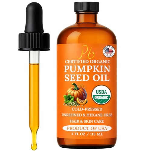 Pumpkin Seed Oil ? USDA Organic, Cold-Pressed & 100% Pure, Unrefined, Pumpkin Oil for Hair Growth, Dry Skin & Face ? Natural Anti-Aging Moisturizer & Hair Oil for Dry, Damaged Hair ? Glass Bottle