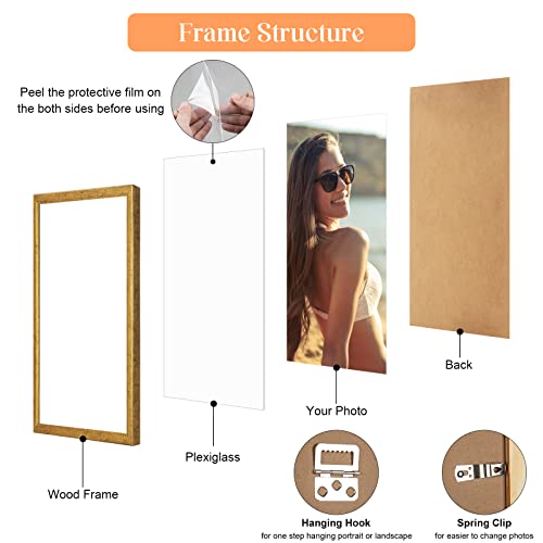 5x8 Gold Wooden Picture Frame - Elegant Rustic Design