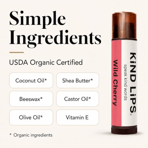 Kind Lips Organic Wild Cherry Lip Balm – Natural Moisturizing 3-Pack