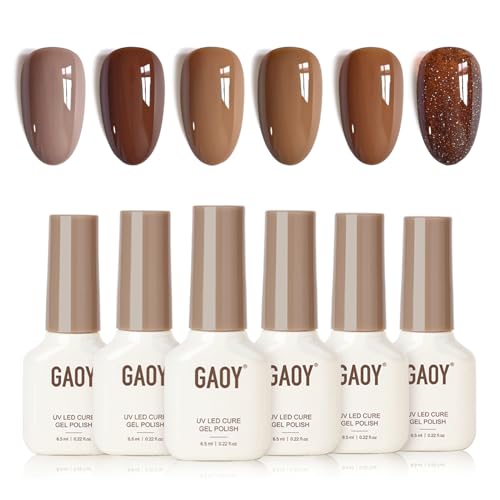 GAOY 6-Color Hazelnut Chocolate Gel Nail Polish Set