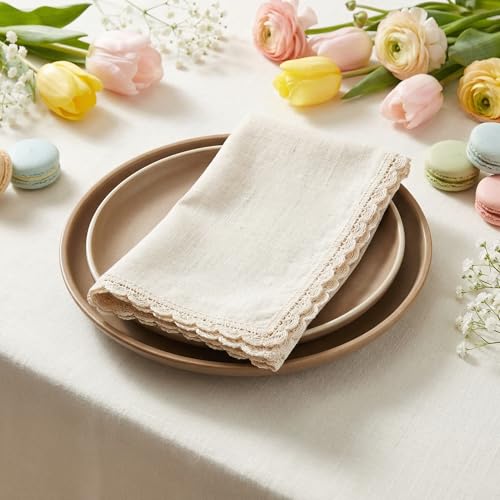Set of 4 Premium Linen Cotton Flax Napkins 20x20 Inch - Reusable & Washable