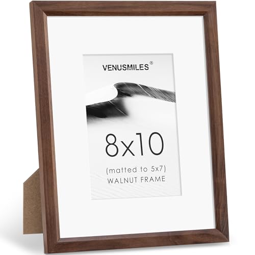 Solid Walnut Picture Frame 8x10 with 5x7 Mat - Handcrafted Wall & Tabletop Display