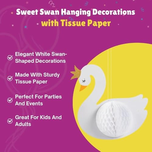 Sweet Swan Hanging Decor - 3 Piece Baby Shower Garland
