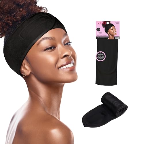 Red by Kiss Adjustable Spa Headband for Makeup & Skincare - Black