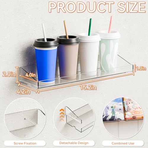 Acrylic Shower Shelves - 2 Pack Clear No Drill Wall Caddy & Organizer