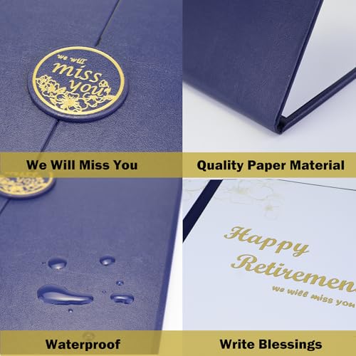 Blue Gold Retirement Guest Book - Elegant Farewell Party Decoration