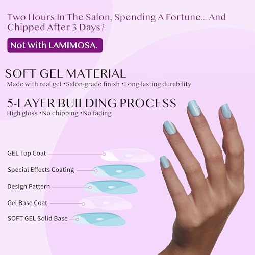LAMIMOSA White Press on Nails Kit - 32 Extra Short Round Nails