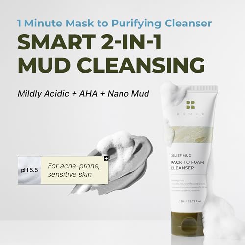BRMUD Mud to Foam Facial Cleanser - Pore & Sebum Control, 3.7 fl oz