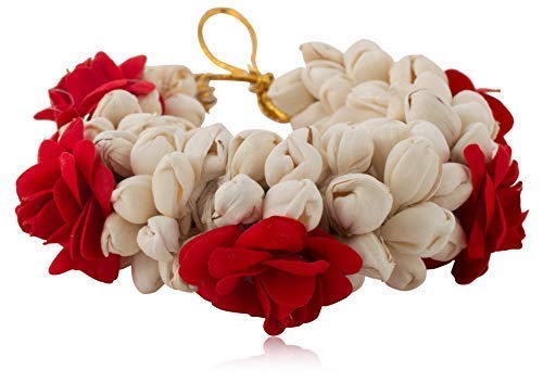 Traditional Indian Hair Accessories with Artificial Flowers - 10 Inch