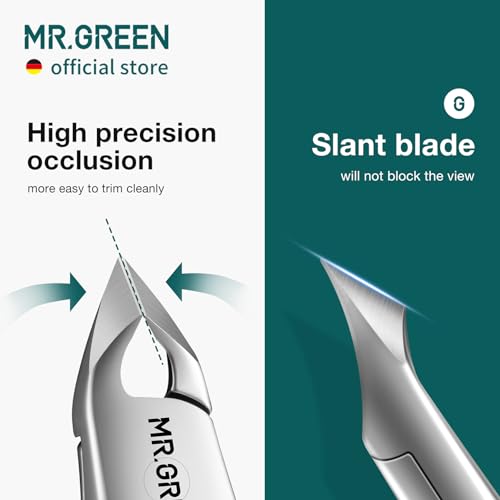 MR.GREEN Cuticle Nippers + Manicure Pusher Set with Built-in Spring - Dead Skin Remover & Nail Trimmer
