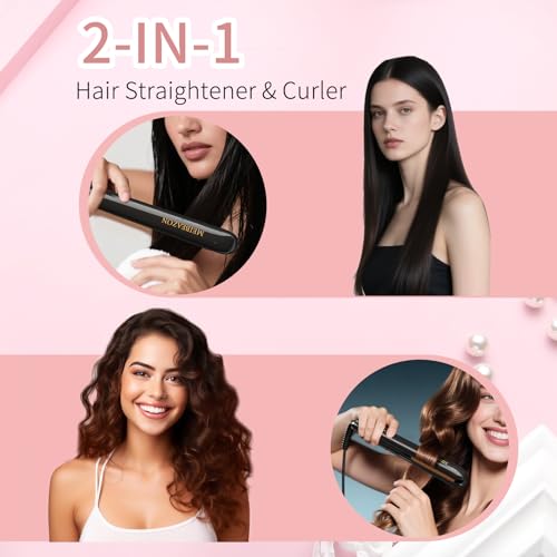 MEIBEAZON 2-in-1 Hair Straightener & Curler - Wet to Dry Ceramic Plates