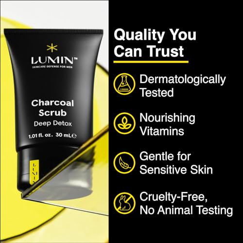 Lumin Charcoal Face Scrub for Men 1.01 Fl Oz Deep Detox Exfoliator