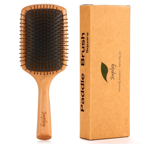 Jorplixy Wooden Paddle Hair Brush - Detangling Brush for All Hair Types