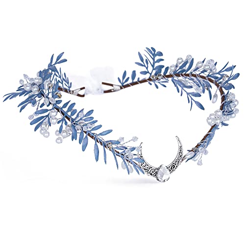 MOSTORY Handmade Silver Floral Crown Headband for Weddings