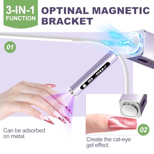 NXJ INFILILA 3-in-1 Handheld UV Nail Lamp with Cat Eye Magnet & Stamp