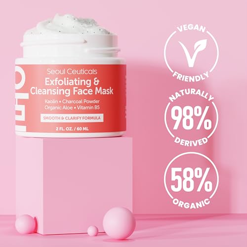 Korean Exfoliating Face Scrub 2oz - Natural Skin Refining & Clarifying Mask